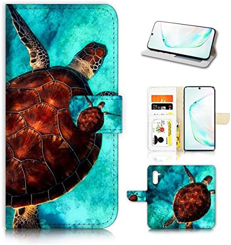за Samsung Galaxy Note 10, дизайнерски калъф-портфейл с панти капак, морска костенурка A21665