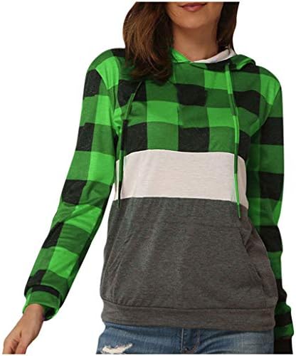 Дамски hoody Wulofs, модни тениски, ежедневни каре тениски с дълъг ръкав, пуловер с качулка есен