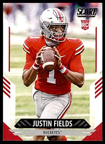 Чрез 2021 #302 Джъстин Фийлдс, нов националния отбор на щата Охайо, Търговска картичка футбол NFL Buckeyes