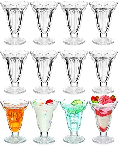 Mimorou 12 X 6 унции на Стъклени Чаши за сладолед, Стъклени Чаши, за да се Пломбира с форма на Лале, Дебели Прозрачни Десертни Купички