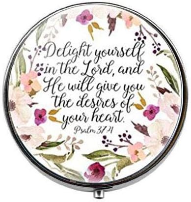 Радвайте се в Господа - Стих от Библията Псалм 37: 4, Кутия за Хапчета с Очарователен Модел - Кутия за Хапчета с Чар - Стъклена кутия за бонбони