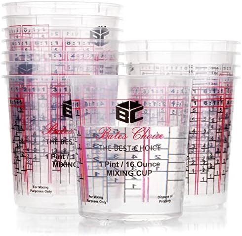 Бейтс - Чаша за смесване на бои, 16 унции, 12 Чаши, Чаши за смесване на смола, Чаши за Смесване на Епоксидна смола, Чаша за Смесване