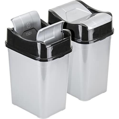 Кофа за боклук DecorRack обем 2,6 литра / 10 литра, Кофа за Боклук с двойна Въртяща се капак, Малък Пластмасов кош за отпадъци