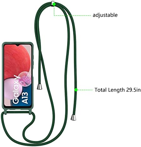 Калъф ZTOFERA по рамото за Samsung Galaxy A13 5G с Каишка на съвсем малък, Регулируемо Въже, Мек калъф от Течен Силикон, Зелен
