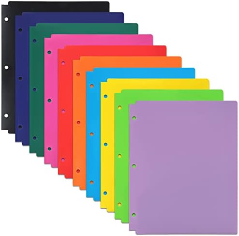 EOOOUT 10 X Папки-скоросшивателей, 2 Джоба Папка за файлове, 3 Поли-Папка с Дыроколом, 10 Пластмасови Папки Ярки цветове, с 2 Отделения за визитни картички и 3 Кольцевыми ско