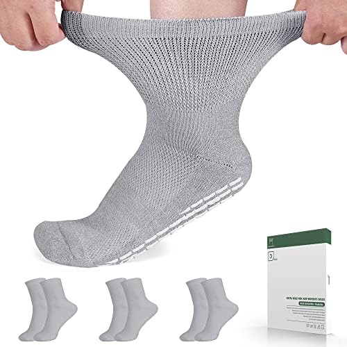 Диабет чорапи Bulinlulu с дръжки за жени и Мъже - 3 Двойки Бамбукови Не Привязывающих Болнични Диабет чорапи на Глезените