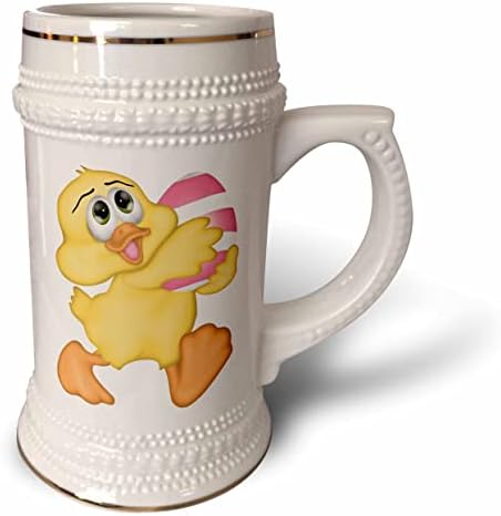 Триизмерна Снимка на Сладък Жълт патица с розово-бял великден яйце - чаша за стейна на 22 унция (stn_354856_1)