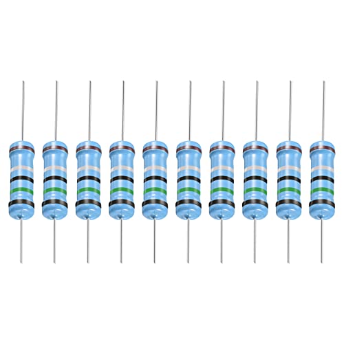 YOKIVE 30 БР. Метални Филм резистори, резистор 0,5 Ω с толеранс 2 W 1%, оловен, подходящ за електронни проекти Направи си сам (5 цветни ленти, 15,5 + /-1 mm)