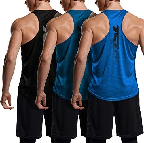 TSLA 3 Опаковки Мъжки Майок За тренировка на мускулите на гърба Dry Fit, Майк За спортни тренировки във фитнеса, Ризи За Бодибилдинг