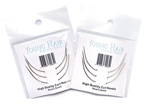 Young Hair 90 мм C-образни Извити Игли за Ръчно Шиене, Тъкане, Вълна от Човешки Косъм, Вшитые (9 см, 6 бр./лот)