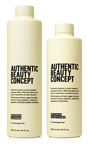 Authentic Beauty Concept Пополняющий набор от почистващи агенти средства и климатици | Шампоан + Балсам | За изтощена коса | Подхранва и укрепва косата | Веган и без насилие | без