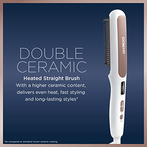 Двойна керамична четка за изправяне на Conair, Четка за изправяне на коса с подгряване за по-гладка Лъскава коса, V-Образни топлинни