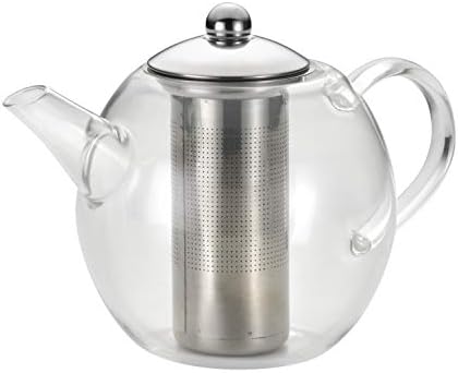 Стъклена чайника BonJour Чай с приготвяне на чай от Неръждаема Стомана, 23,7 Унция, Прозрачен