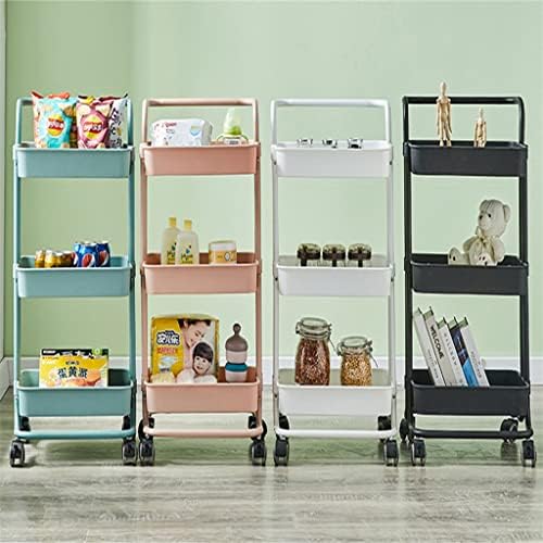 SHYPT 3-слойный рафтове за съхранение на Кухненски количка за Мобилни Полк Органайзер за мебели за Дома, количка Тесен шкаф (Цвят: черен,