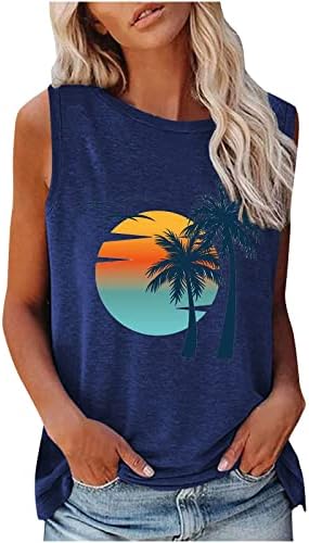 Риза с Палма, Тропически Плаж Върховете на Бретелях за Жени, 2023, Летен Случайни Жилетка Свободно, Намаляване, Удобна