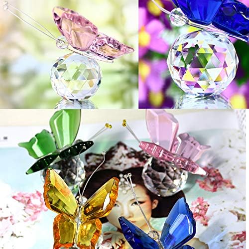 Стъклена Фигурка Пеперуда QFkris с Хрустальным топка за Декорация на Дома (комплект от 4 цвята)