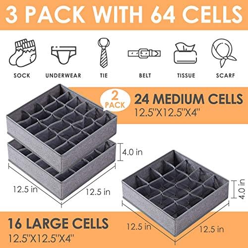 8 опаковки 11-инчов кубчета за съхранение на тъкани с 3 и с малко пари чорапи, органайзер за бельо за организация и съхранение