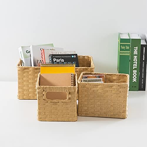 Ракита кошница с дръжка: Кошница за съхранение в коридора, Тоалетната, Банята и кухнята - колекция от малки, Плитки кошници от естествено