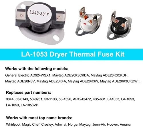 Комплект термозащиты сушилни LA-1053 53-1182 53-0771 L248-80'F за подробности Whirlpool Номер LA-1053 заменя следните данни:
