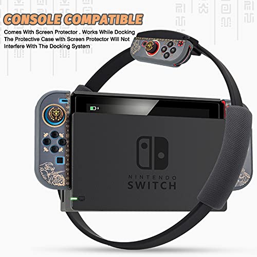 Закрепляемый защитен калъф DLseego за Nintendo Switch, матиран твърд калъф Zelda с 2-ма защитни очила за екрана и 4-те свещи