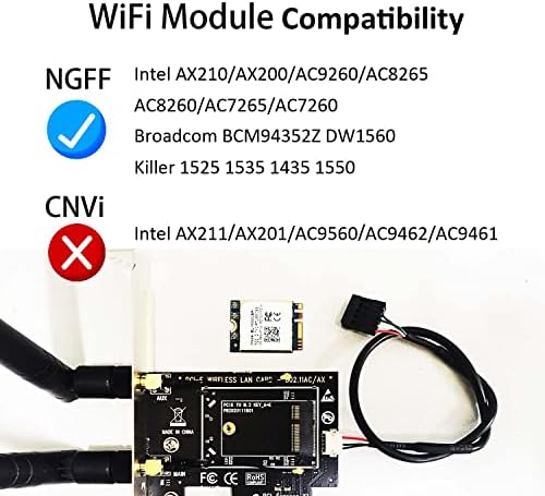 Безжичен адаптер, PCIE GLOTRENDS M. 2 с антена SMA за безжична мрежова карта NGFF M. 2 Key E/A + E (не включва безжична мрежова карта)