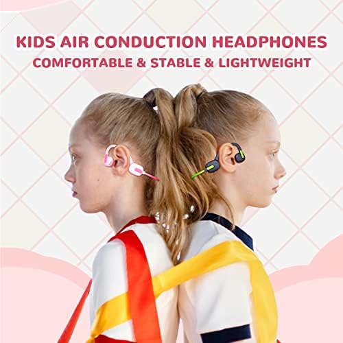 GenXenon Слушалки с отворени ушите с микрофон, сигурна силата на звука 85 db, намалена проводимост на въздуха, Детски слушалки Безжични,