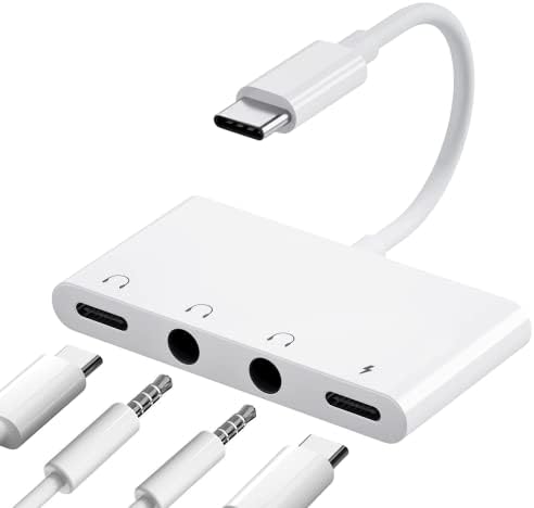 USB Адаптер C за слушалки 3,5 mm, Сплитер за слушалки iPad Pro и зарядното устройство Ивица на звука Type-C за двойно слушалки за iPad