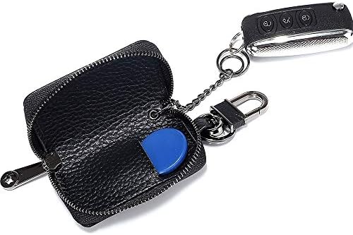 EXKOKORO Кожен Калъф За ключове на Автомобила Притежателя Авто Ключодържател Защитно покритие Чанта с Цип Авто Дистанционно Ключодържател за Кола
