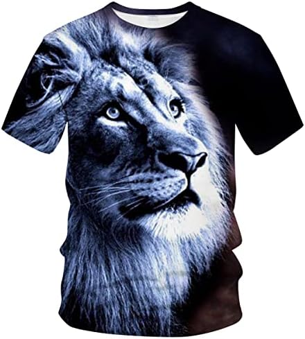 Мъжки Властен Тениска с 3D Изображение на Животното Лъв, Ежедневни тениски С Къс Ръкав