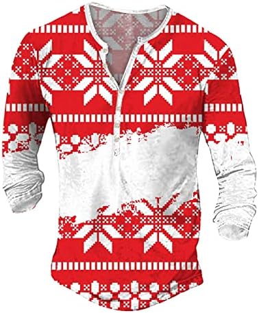 WYBAXZ Коледни Ризи за мъже, Мъжка Мода Ежедневни Памучен Коледна Тениска с Принтом Снежна коледна Елха с Къс Ръкав Junior Long