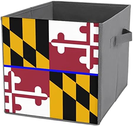Флаг Синята линия Мериленд Сгъваем Текстилен Кутия За Съхранение на Кубчета-Органайзер Сгъваема Кутия с Дръжки