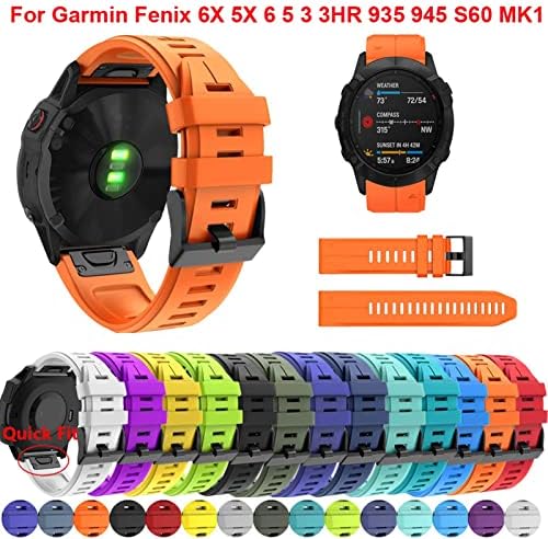 SUTK 26 22 20 ММ и Каишка за часовник Garmin Fenix 7 7X7 S Часовници быстросъемный Силиконов каучук Easyfit на китката (Цвят: жълт размер: 26 мм, Fenix 7X)