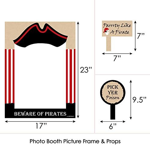 Пазете се от пиратите - Рамка за селфи-фотобудки на рожден Ден на един Пират и Реквизит - Отпечатани на солидна материал