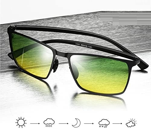 WIRUN Очила за Нощно Виждане за Мъжете Зад Волана, Поляризирани с Антирефлексно покритие UV400, Защитни Слънчеви Очила за Риболов,