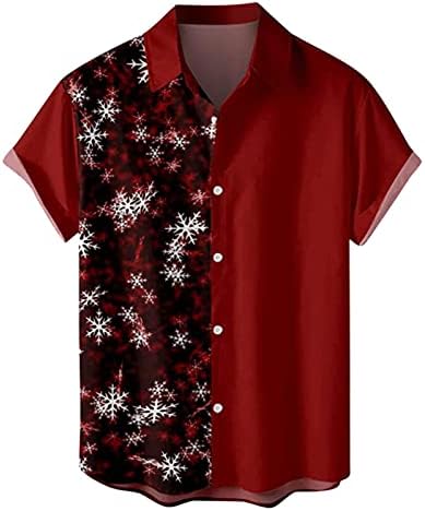 ZDDO Коледни Мъжки Ризи с Копчета и Къс Ръкав, Грозна Коледна Риза За Боулинг С Принтом Снежинки, Ежедневни Дизайнерска Риза За Партита