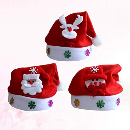 Коледна Шапка KESYOO, Костюмная Шапка, 3 бр., Червена Коледна Шапка за възрастни, Традиционна Шапка с Шарките на Дядо Коледа, Снежен човек,