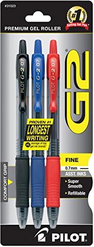 Гел химикалки PILOT G2 Premium Многократно използване с подвижни топче, Fine Point, Червено / Синьо / Черно мастило, 3 опаковки