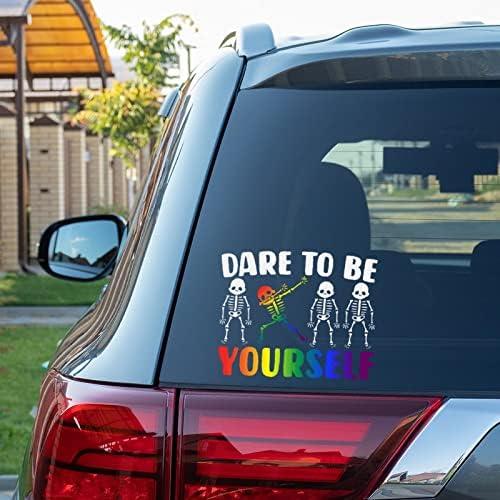 Не се страхувайте да бъдете себе си дъгата на колата стикер стикер стикер череп гей-гордост на ЛГБТ Дъга, равенство, лесбийките,