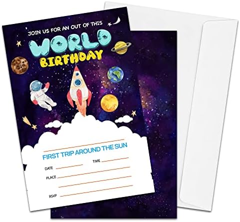 Покани за рожден Ден, за момчета или момичета, Украса за космически партита по повод рожден Ден, Забавни Покани на тема Галактики и Слънчеви системи, двустранни кар?