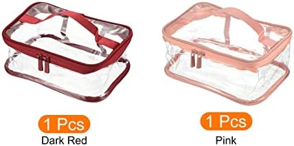 Прозрачната чанта за тоалетни принадлежности PATIKIL, 1 комплект / 2 опаковки, Преносими Водоустойчиви козметични чанти от PVC, Косметичка с дръжка, джоб за съхранение вк