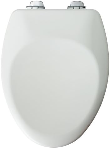 Седалка за тоалетна от висококачествен гласове дърво с висока плътност серия Bemis 1652CHSL000 GEN21 с Хромирани Шепчущими панти, Удължавам, Бяло