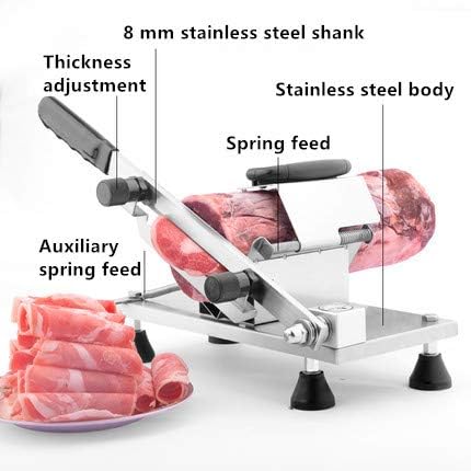 Ръчна машина за рязане на замразено месо CGOLDENWALL, Малка машина за нарязване на крем от говеждо месо / агнешко месо от неръждаема стомана,