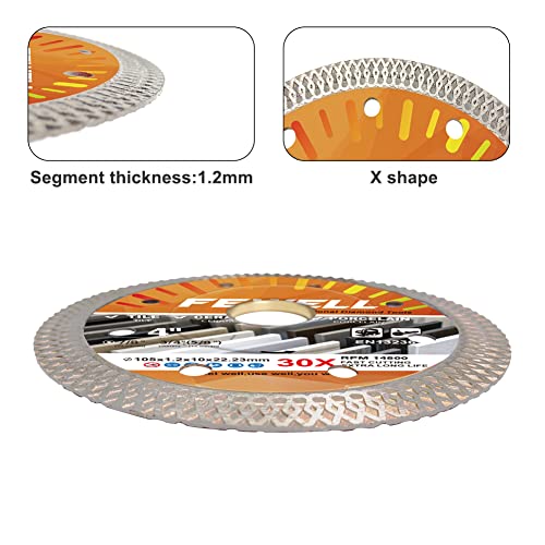 4-инчов диск Сверхтонкое Diamond Пильное платно FEWELL с диаметър от 1,2 мм, с Х-образна лети зъби, Диамантен Нож за сухо/мокро рязане на