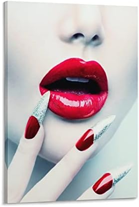 Плакати за дизайн на ноктите, Секси Червени Устни, Модни Подходящи По Цвят Плакати за дизайн на ноктите, Салон за Красота, Плакати
