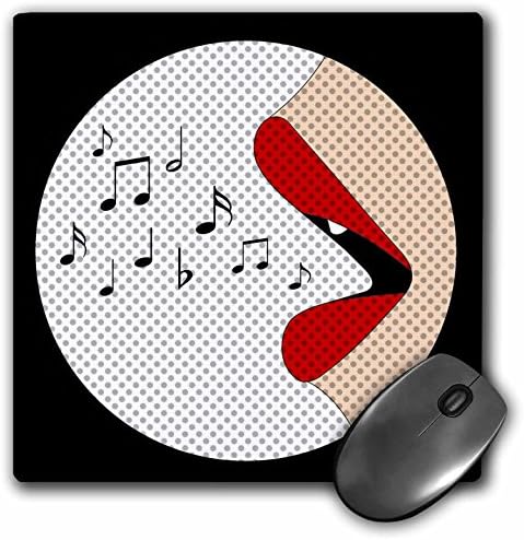 3D Подложка за мишка 8 X 8 X 0,25 с Червени Устни, Поющими Музикални Ноти (mp_110659_1)