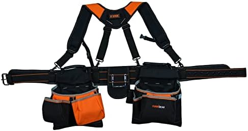 Колан за инструменти KUNN с подтяжками - Разход Престилка Pro Framer Belt/Suspenders (Сменяем калъф и колан) с много джобове и притежател