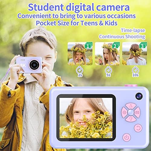 Цифров фотоапарат за деца, момичета и момчета - 48 Mp Детски фотоапарат с 32 GB SD карта, предна и задна камера с Full HD 1080P, Акумулаторна