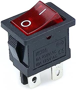 AMSH 1 бр. KCD1 Кулисный превключвател на захранване 4Pin power On-off 6A/10A 250/125 vac Червен Жълт Зелен Син черен Бутон превключвател (цвят: Preto, Размер: 4Pin)