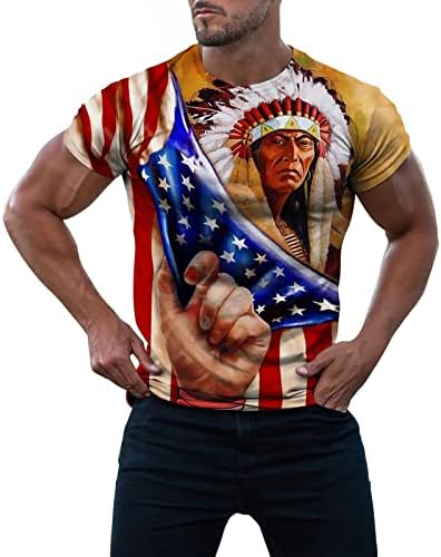 XXBR Ден на Независимостта Патриотични Мъжки тениски, Ретро Флаг на САЩ Индиански Племенни Тениски, Блузи Летни Спортни плътно Прилепнали