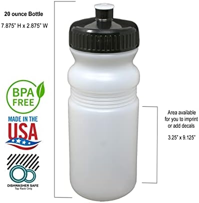 Спортна бутилка за вода Ролинг Sands 20 грама, 100 опаковки, Без BPA, Направено в САЩ, Могат да се мият в съдомиялна машина, Прозрачни Морозильные бутилки с черни капаци